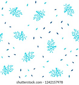 Light BLUE vector seamless elegant background with leaves, branches. Colorful abstract illustration with leaves in doodle style. Design for textile, fabric, wallpapers.
