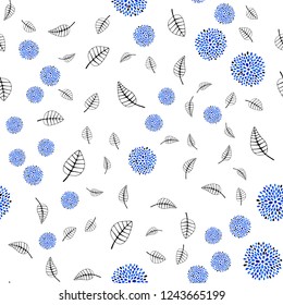 Light BLUE vector seamless elegant template with leaves, flowers. Colorful abstract illustration with leaves in doodle style. Pattern for design of fabric, wallpapers.