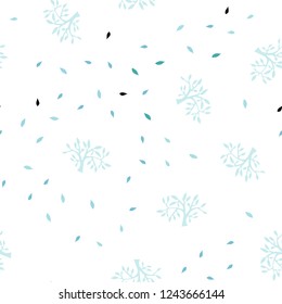 Light BLUE vector seamless elegant wallpaper with leaves, branches. An elegant bright illustration with leaves and branches. Pattern for design of fabric, wallpapers.