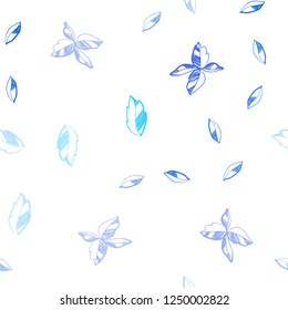 Light BLUE vector seamless elegant wallpaper with leaves. Colorful illustration in doodle style with leaves. Pattern for trendy fabric, wallpapers.