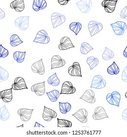 Light BLUE vector seamless elegant template with leaves. Colorful illustration in doodle style with leaves. Pattern for trendy fabric, wallpapers.
