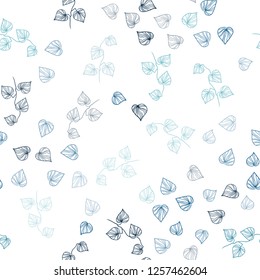 Light BLUE vector seamless elegant template with leaves. leaves on elegant natural pattern with gradient. Template for business cards, websites.