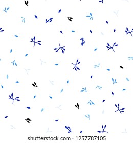 Light BLUE vector seamless elegant pattern with leaves. A vague abstract illustration with leaves in doodles style. Trendy design for wallpaper, fabric makers.