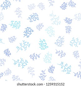 Light BLUE vector seamless elegant pattern with branches. Colorful illustration in doodle style with leaves, branches. Design for wallpaper, fabric makers.
