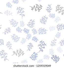 Light BLUE vector seamless elegant wallpaper with branches. Illustration with doodles on abstract template. Pattern for design of fabric, wallpapers.