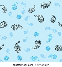 Light BLUE vector seamless elegant wallpaper with leaves and flowers. Modern abstract illustration with leaves and flowers. Completely new design for your business.
