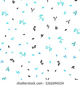 Light BLUE vector seamless elegant wallpaper with leaves. Sketchy doodles with leaves on blurred background. Trendy design for wallpaper, fabric makers.