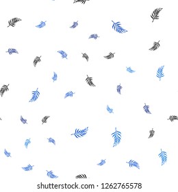Light BLUE vector seamless elegant template with leaves. Sketchy doodles with leaves on blurred background. Pattern for design of fabric, wallpapers.