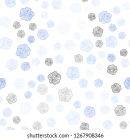 Light BLUE vector seamless elegant pattern with flowers. Illustration with colorful abstract doodle flowers. Design for wallpaper, fabric makers.