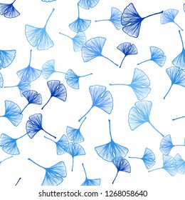 Light BLUE vector seamless elegant background with leaves. Colorful abstract illustration with leaves in doodle style. Design for wallpaper, fabric makers.