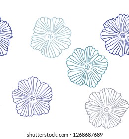 Light Blue vector seamless elegant background with flowers. Flowers in natural style on white background. Pattern for design of fabric, wallpapers.