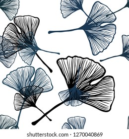 Light BLUE vector seamless elegant background with leaves. Blurred decorative design in Indian style with leaves. Design for textile, fabric, wallpapers.