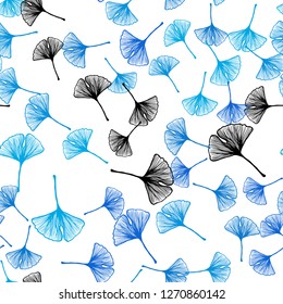 Light BLUE vector seamless elegant wallpaper with leaves. Doodle illustration of leaves in Origami style with gradient. Texture for window blinds, curtains.