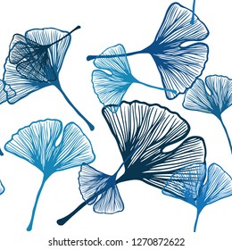 Light BLUE vector seamless elegant wallpaper with leaves. Glitter abstract illustration with doodles and leaves. Design for wallpaper, fabric makers.
