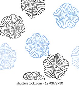 Light BLUE vector seamless elegant template with flowers. Glitter abstract illustration with flowers. Design for wallpaper, fabric makers.