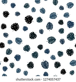 Light BLUE vector seamless elegant background with leaves. leaves on blurred abstract background with gradient. Pattern for design of fabric, wallpapers.