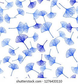 Light BLUE vector seamless elegant background with leaves. Sketchy doodles with leaves on blurred background. Design for textile, fabric, wallpapers.