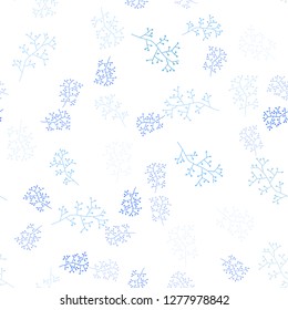 Light BLUE vector seamless elegant background with branches. Colorful illustration in doodle style with leaves, branches. Design for textile, fabric, wallpapers.