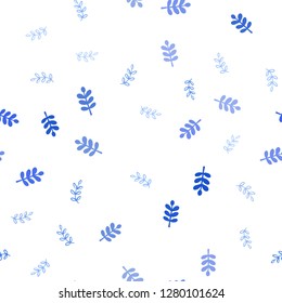 Light BLUE vector seamless elegant background with leaves. Brand new colored illustration in blurry style with leaves. Design for textile, fabric, wallpapers.