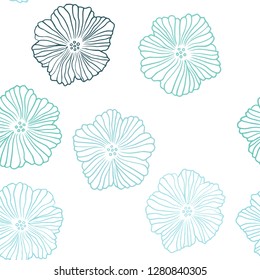 Light BLUE vector seamless elegant wallpaper with flowers. Brand new colored illustration with flowers. Design for textile, fabric, wallpapers.