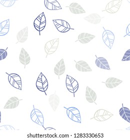 Light Blue vector seamless elegant background with leaves. Blurred decorative design in Indian style with leaves. Template for business cards, websites.