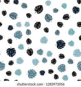 Light BLUE vector seamless elegant wallpaper with leaves. Decorative illustration with doodles on abstract template. Texture for window blinds, curtains.