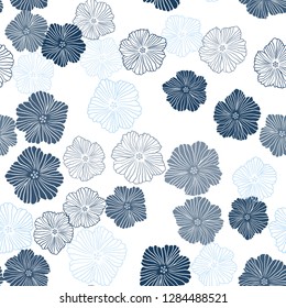 Light BLUE vector seamless elegant background with flowers. Decorative design of flowers on white background. Design for wallpaper, fabric makers.