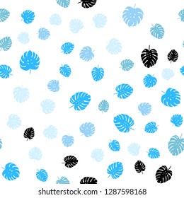 Light BLUE vector seamless elegant background with leaves. An elegant bright illustration with leaves in Natural style. Design for wallpaper, fabric makers.