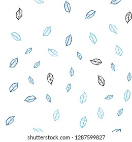 Light BLUE vector seamless elegant background with leaves. An elegant bright illustration with leaves in Natural style. Template for business cards, websites.
