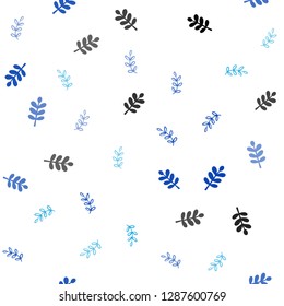 Light BLUE vector seamless elegant background with leaves. Colorful abstract illustration with leaves in doodle style. Texture for window blinds, curtains.