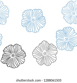 Light BLUE vector seamless elegant pattern with flowers. Colorful illustration in doodle style with flowers. Pattern for trendy fabric, wallpapers.