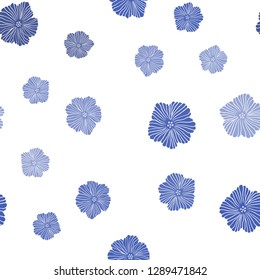 Light BLUE vector seamless elegant pattern with flowers. Flowers with gradient on white background. Design for wallpaper, fabric makers.