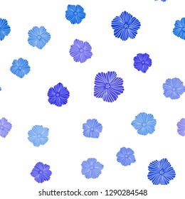 Light BLUE vector seamless elegant pattern with flowers. Colorful illustration with flowers in doodle style. Pattern for design of fabric, wallpapers.