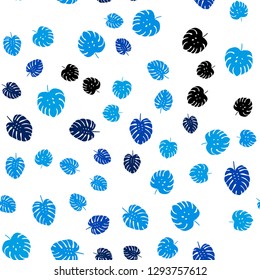 Light BLUE vector seamless elegant template with leaves. Glitter abstract illustration with doodles and leaves. Pattern for trendy fabric, wallpapers.