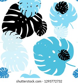 Light BLUE vector seamless elegant wallpaper with leaves. Blurred decorative design in Indian style with leaves. Design for wallpaper, fabric makers.