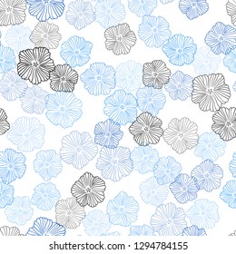 Light BLUE vector seamless elegant pattern with flowers. Colorful illustration in doodle style with flowers. Pattern for design of fabric, wallpapers.