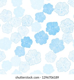 Light BLUE vector seamless elegant pattern with flowers. An elegant bright illustration with flowers. Template for business cards, websites.