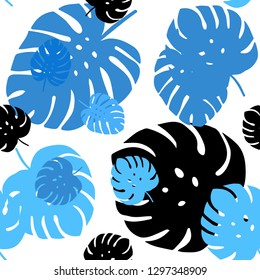 Light BLUE vector seamless elegant wallpaper with leaves. New colorful illustration in doodle style with leaves. Pattern for design of fabric, wallpapers.