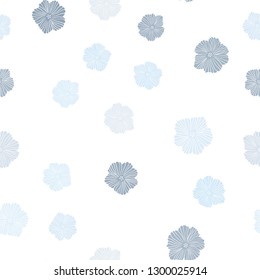 Light BLUE vector seamless elegant pattern with flowers. Shining colored illustration with flowers. Template for business cards, websites.