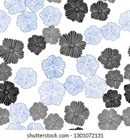 Light BLUE vector seamless elegant background with flowers. Colorful illustration in doodle style with flowers. Template for business cards, websites.