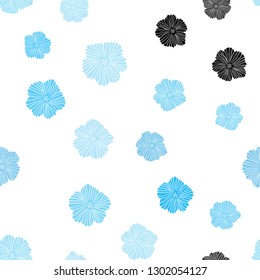 Light BLUE vector seamless elegant background with flowers. Doodle illustration of flowers in Origami style. Design for textile, fabric, wallpapers.