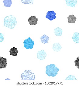Light BLUE vector seamless elegant background with flowers. Colorful illustration with flowers in doodle style. Design for textile, fabric, wallpapers.