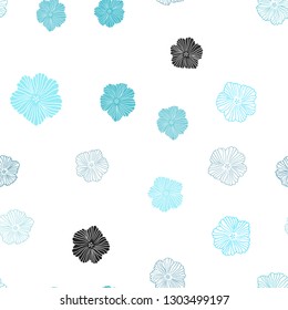 Light BLUE vector seamless elegant wallpaper with flowers. An elegant bright illustration with flowers. Texture for window blinds, curtains.
