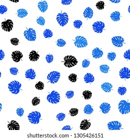 Light BLUE vector seamless elegant template with leaves. Colorful abstract illustration with leaves in doodle style. Template for business cards, websites.