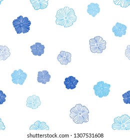 Light BLUE vector seamless elegant template with flowers. Creative illustration in blurred style with flowers. Texture for window blinds, curtains.