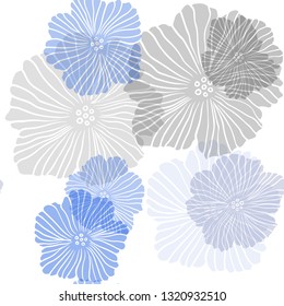Light BLUE vector seamless elegant template with flowers. Colorful illustration in doodle style with flowers. Design for wallpaper, fabric makers.