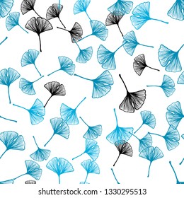 Light BLUE vector seamless elegant wallpaper with leaves. New colorful illustration in doodle style with leaves. Pattern for trendy fabric, wallpapers.