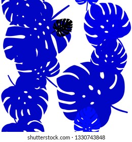 Light BLUE vector seamless elegant wallpaper with leaves. Colorful abstract illustration with leaves in doodle style. Design for textile, fabric, wallpapers.