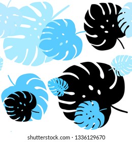 Light BLUE vector seamless elegant background with leaves. Decorative illustration with doodles on abstract template. Pattern for design of fabric, wallpapers.