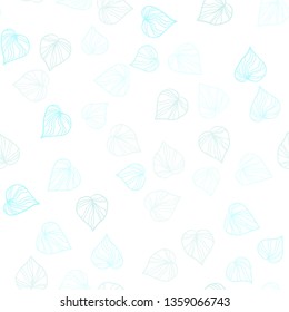 Light BLUE vector seamless elegant pattern with leaves. Blurred decorative design in Indian style with leaves. Trendy design for wallpaper, fabric makers.